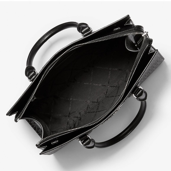 Michael Kors Sheila Medium Signature Logo and Metallic Satchel Crossbody CZ NWT - Picture 2 of 16